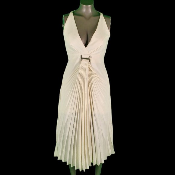 Dion Lee white Pleated Draped Marilyn Monroe midi Dress $1150 sz 4 - Picture 10 of 16